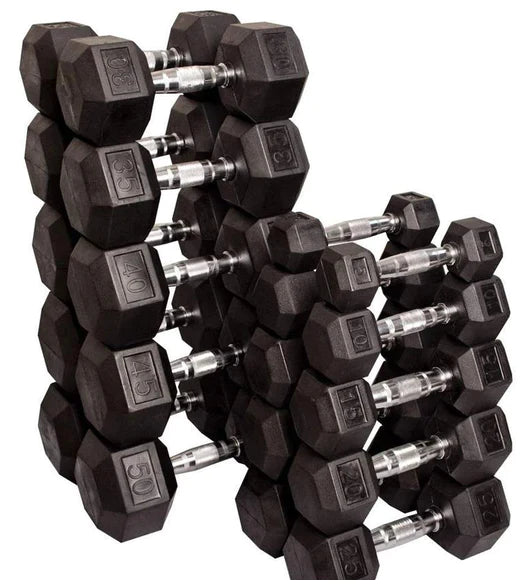 Set Uteži: Heks gumirane ročke uteži v parih, 30, 32.5, 35, 37.5 in 40 kg