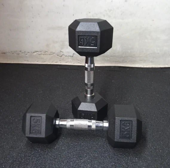 Set Uteži: Heks gumirane ročke uteži v parih, 30, 32.5, 35, 37.5 in 40 kg