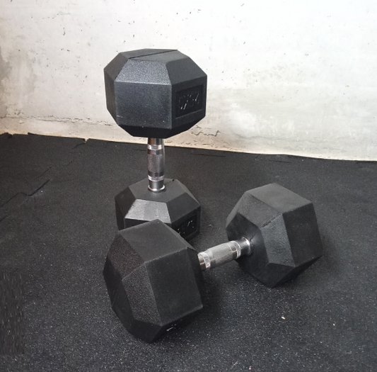 Gumirani šesterokutni uteg / Hex bučica 25 kg