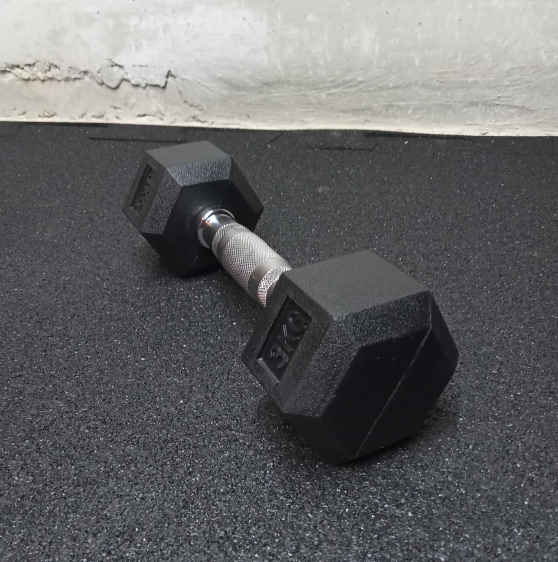 Set Exagonali gommatizzati di 2,5 - 40 kg con un supporto