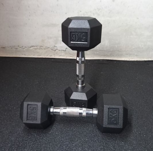 Rubberized hexagonal weight / Hex a handle of 5 kg