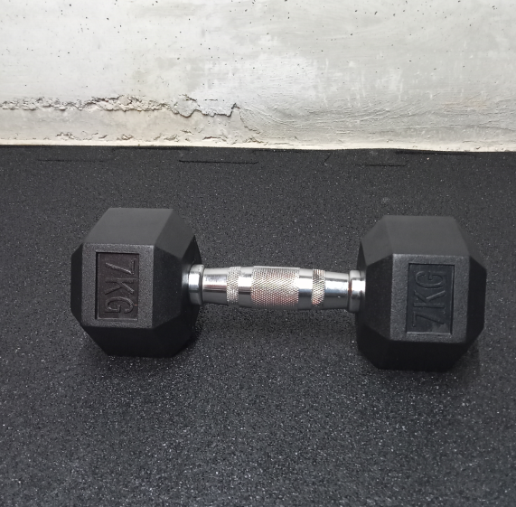Set Exagonali gommatizzati di 2,5 - 40 kg con un supporto