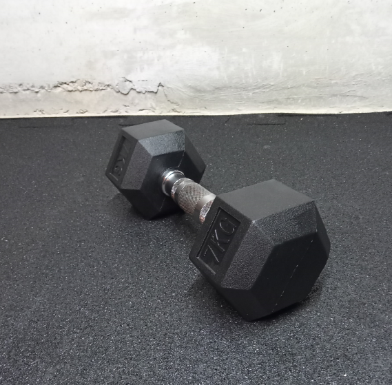 Set Exagonali gommatizzati di 2,5 - 40 kg con un supporto
