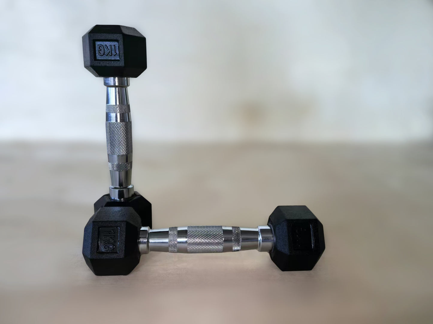 Set Weights: Hex rubberized weights in pairs, 1-10kg