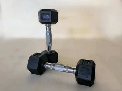 Set Weights: Hex rubberized weights in pairs, 1-10kg
