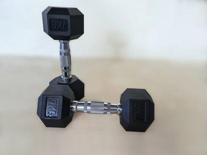 Set Weights: Hex rubberized weights in pairs, 1-10kg
