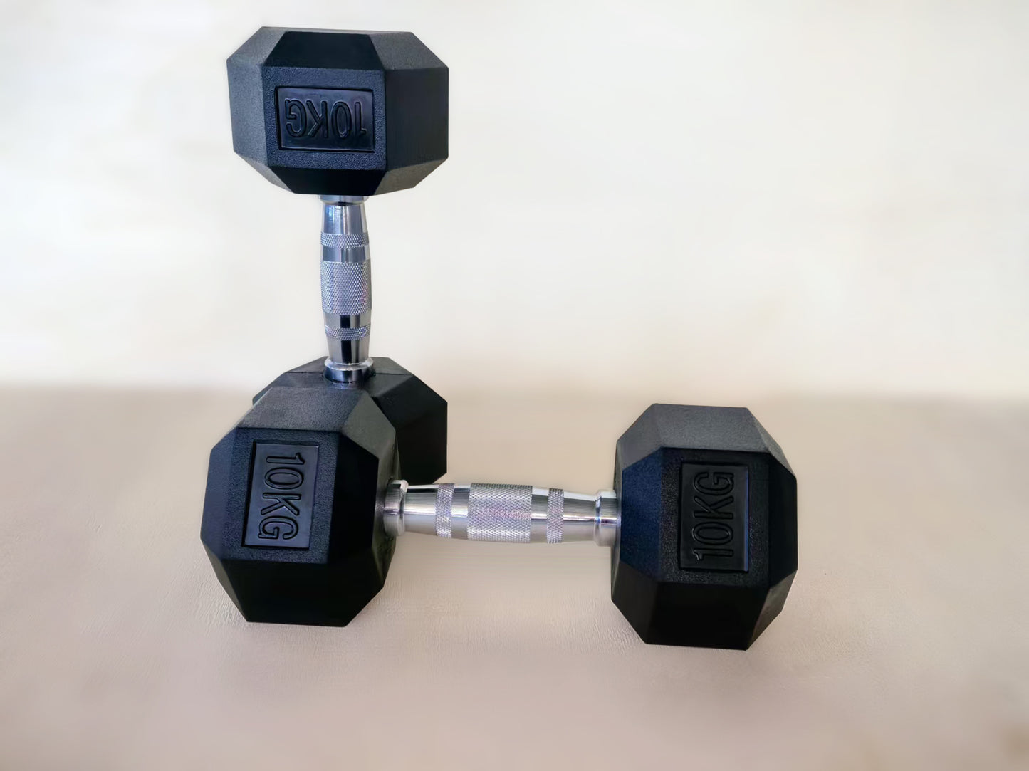 Set Weights: Hex rubberized weights in pairs, 1-10kg