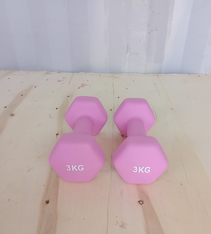 Hex dumbbell made of neoprene and cast iron 3 kg | Hexagonal weight