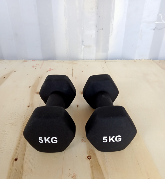 Hex dumbbell made of neoprene and cast iron 5 kg | Hexagonal dumbbell