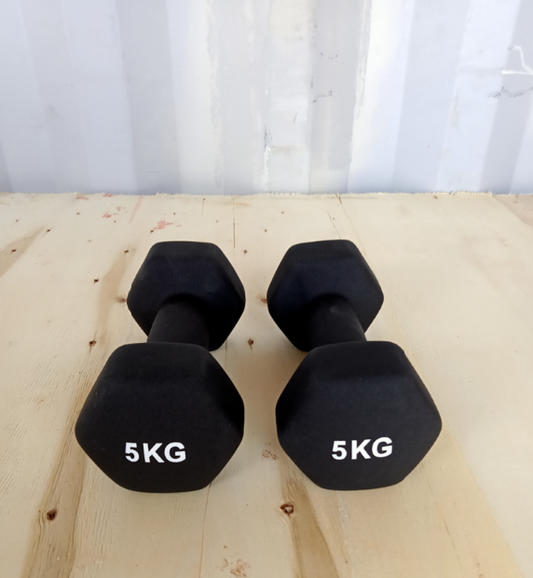 Hex dumbbell made of neoprene and cast iron 5 kg | Hexagonal dumbbell