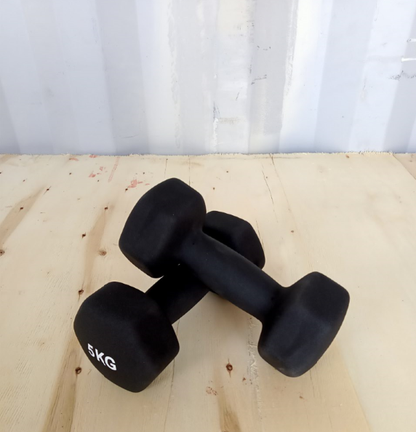 Hex dumbbell made of neoprene and cast iron 5 kg | Hexagonal dumbbell