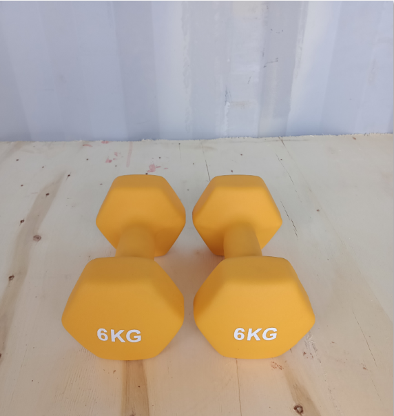 Hex dumbbell made of neoprene and cast iron 6 kg | Hexagonal weight