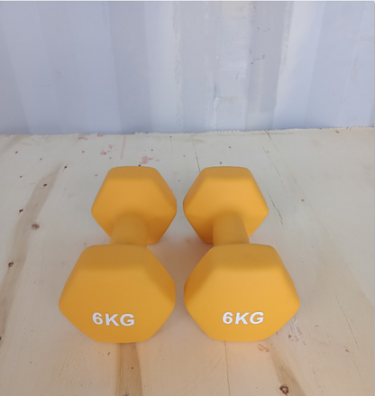Hex dumbbell made of neoprene and cast iron 6 kg | Hexagonal weight